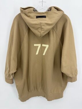 Fear of God Essentials 77 Women's 3/4
Sleeve Hoodie Top Jacket Oak Tan Size M